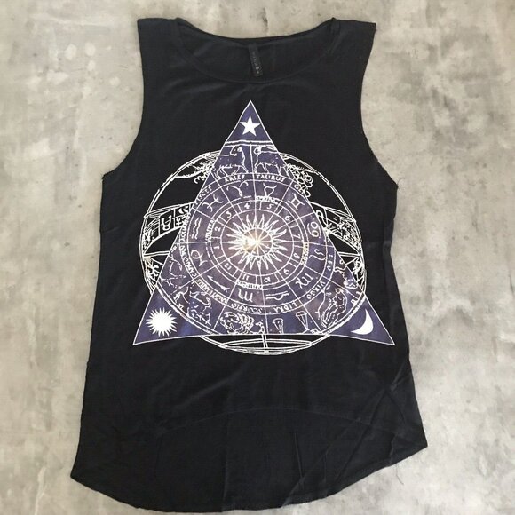 Y2K Full Tilt Top Womens Medium Oversized Horoscope Grunge Mall Goth USA Tank - Picture 1 of 9